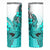 Hawaii Skinny Tumbler Polynesian Shark Tattoo With Plumeria Turquoise Gradient