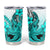 Hawaii Tumbler Cup Polynesian Shark Tattoo With Plumeria Turquoise Gradient