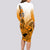 Hawaii Long Sleeve Bodycon Dress Polynesian Shark Tattoo With Plumeria Orange Gradient LT14 - Polynesian Pride