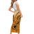 Hawaii Short Sleeve Bodycon Dress Polynesian Shark Tattoo With Plumeria Orange Gradient LT14 - Polynesian Pride