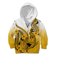 Hawaii Kid Hoodie Polynesian Shark Tattoo With Plumeria Gold Gradient LT14 - Polynesian Pride