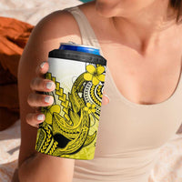 Hawaii 4 in 1 Can Cooler Tumbler Polynesian Shark Tattoo With Plumeria Yellow Gradient