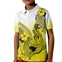 Hawaii Kid Polo Shirt Polynesian Shark Tattoo With Plumeria Yellow Gradient LT14 Kid Yellow - Polynesian Pride