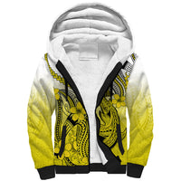 Hawaii Sherpa Hoodie Polynesian Shark Tattoo With Plumeria Yellow Gradient LT14 Unisex Yellow - Polynesian Pride