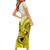 Hawaii Short Sleeve Bodycon Dress Polynesian Shark Tattoo With Plumeria Yellow Gradient LT14 - Polynesian Pride