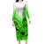 Hawaii Long Sleeve Bodycon Dress Polynesian Shark Tattoo With Plumeria Green Gradient LT14 Long Dress Green - Polynesian Pride