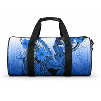 Hawaii Duffle Bag Polynesian Shark Tattoo With Plumeria Blue Gradient LT14 One size Blue - Polynesian Pride