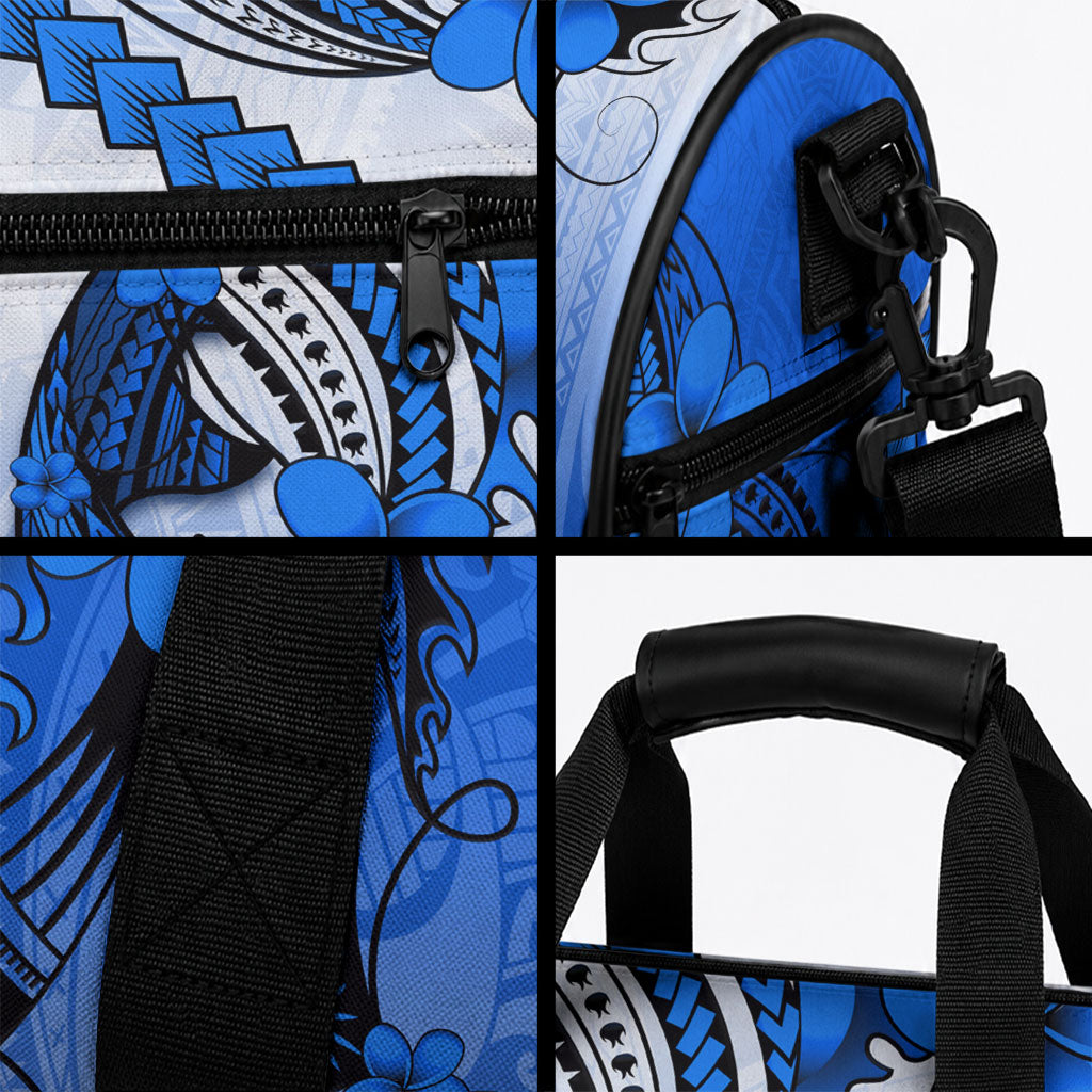 Hawaii Duffle Bag Polynesian Shark Tattoo With Plumeria Blue Gradient LT14 - Polynesian Pride