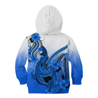 Hawaii Kid Hoodie Polynesian Shark Tattoo With Plumeria Blue Gradient LT14 - Polynesian Pride