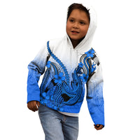Hawaii Kid Hoodie Polynesian Shark Tattoo With Plumeria Blue Gradient LT14 - Polynesian Pride