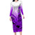 Hawaii Long Sleeve Bodycon Dress Polynesian Shark Tattoo With Plumeria Purple Gradient LT14 Long Dress Purple - Polynesian Pride