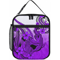 Hawaii Lunch Bag Polynesian Shark Tattoo With Plumeria Purple Gradient LT14 10.2 × 8.3 × 4.3 inch Purple - Polynesian Pride