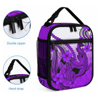 Hawaii Lunch Bag Polynesian Shark Tattoo With Plumeria Purple Gradient LT14 - Polynesian Pride