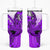 Hawaii Tumbler With Handle Polynesian Shark Tattoo With Plumeria Purple Gradient