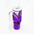 Hawaii Tumbler With Handle Polynesian Shark Tattoo With Plumeria Purple Gradient