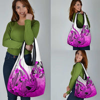 Pink Gradient Hawaii Grocery Bag Polynesian Shark Tattoo With Plumeria LT14 - Polynesian Pride