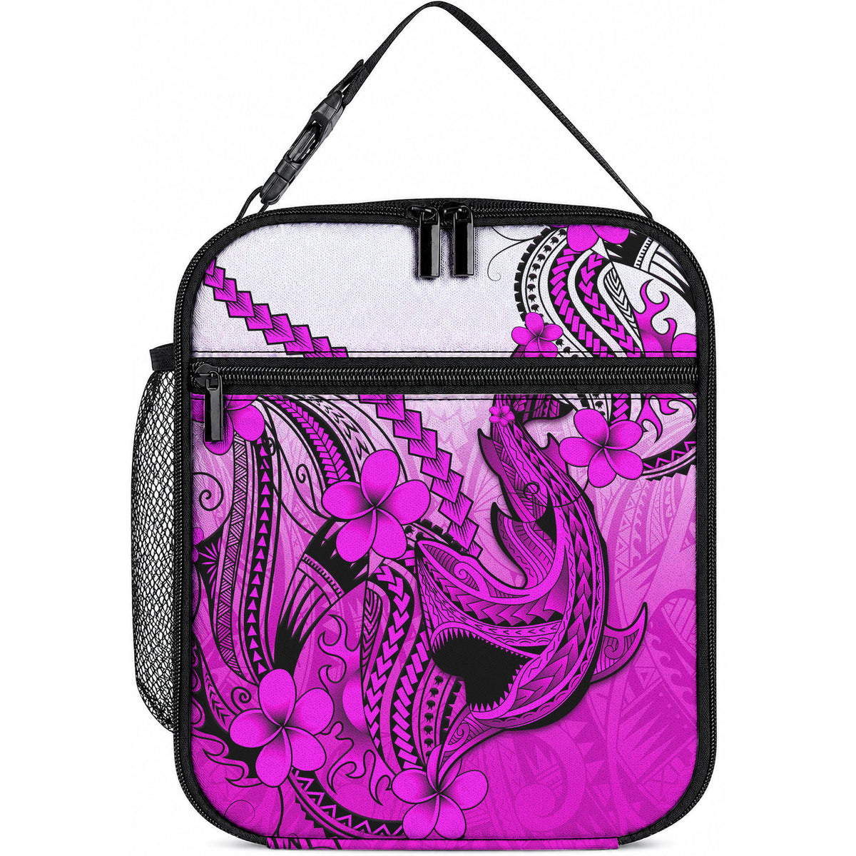 Hawaii Lunch Bag Polynesian Shark Tattoo With Plumeria Pink Gradient LT14 10.2 × 8.3 × 4.3 inch Pink - Polynesian Pride
