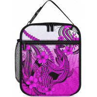 Hawaii Lunch Bag Polynesian Shark Tattoo With Plumeria Pink Gradient LT14 10.2 × 8.3 × 4.3 inch Pink - Polynesian Pride