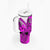 Hawaii Tumbler With Handle Polynesian Shark Tattoo With Plumeria Pink Gradient