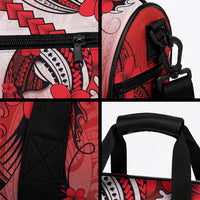 Hawaii Duffle Bag Polynesian Shark Tattoo With Plumeria Red Gradient LT14 - Polynesian Pride