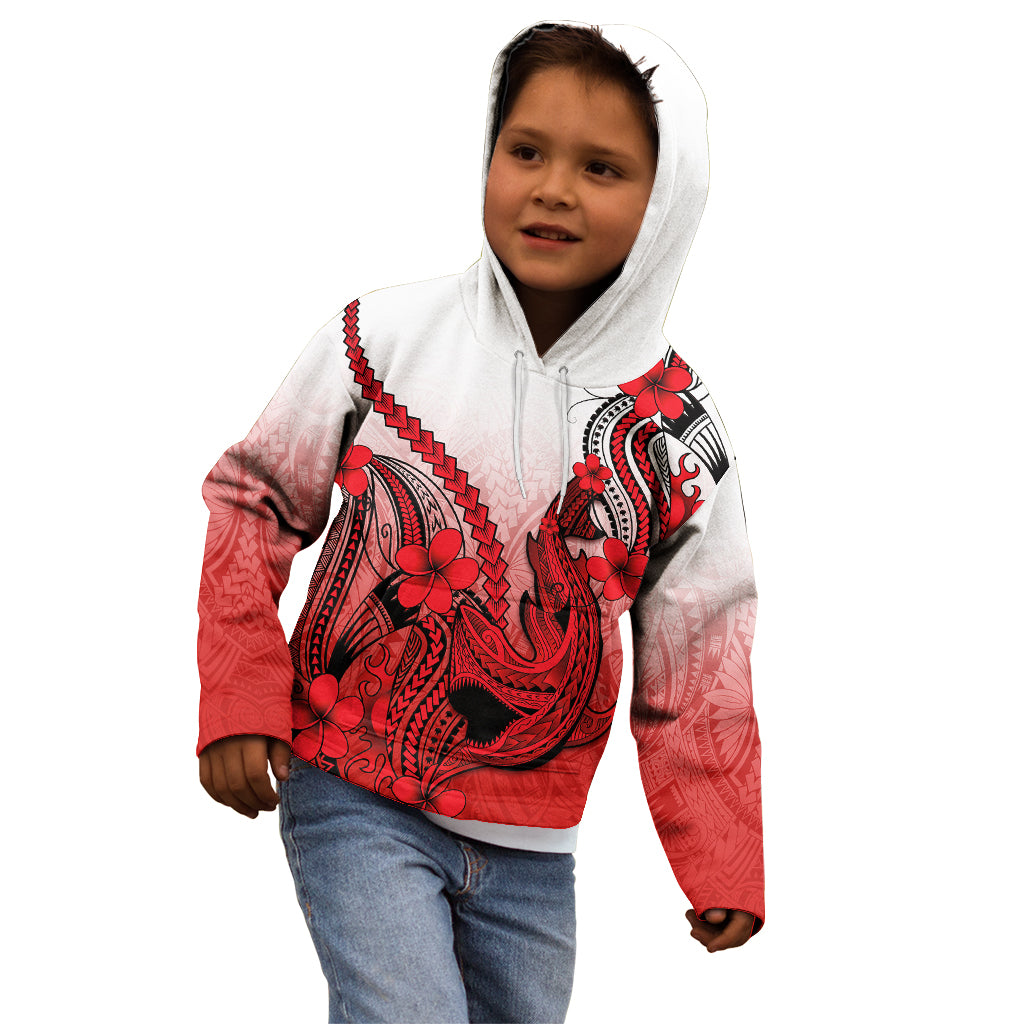 Hawaii Kid Hoodie Polynesian Shark Tattoo With Plumeria Red Gradient LT14 - Polynesian Pride