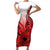 Hawaii Short Sleeve Bodycon Dress Polynesian Shark Tattoo With Plumeria Red Gradient LT14 Long Dress Red - Polynesian Pride