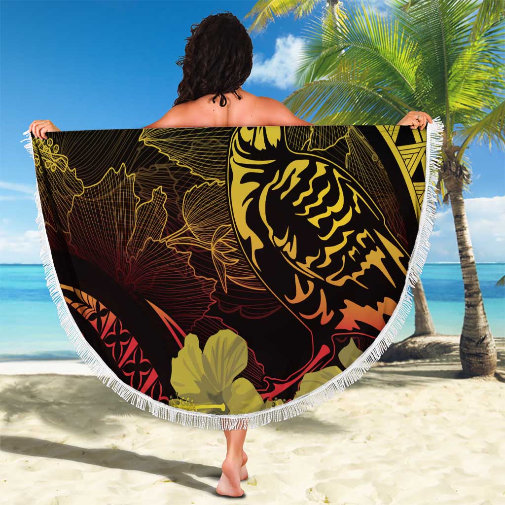 Personalised Hawaii Nene Goose Beach Blanket Hawaiian Map Hibiscus Polynesian Art - Reggae Gradient LT14 - Polynesian Pride