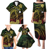Personalised Hawaii Nene Goose Family Matching Puletasi and Hawaiian Shirt Hawaiian Map Hibiscus Polynesian Art - Reggae Gradient LT14 - Polynesian Pride