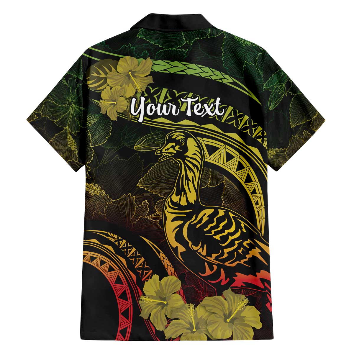 Personalised Hawaii Nene Goose Family Matching Puletasi and Hawaiian Shirt Hawaiian Map Hibiscus Polynesian Art - Reggae Gradient LT14 - Polynesian Pride