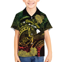 Personalised Hawaii Nene Goose Family Matching Tank Maxi Dress and Hawaiian Shirt Hawaiian Map Hibiscus Polynesian Art - Reggae Gradient