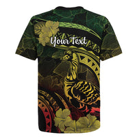 Personalised Hawaii Nene Goose Rugby Jersey Hawaiian Map Hibiscus Polynesian Art - Reggae Gradient