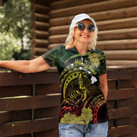 Personalised Hawaii Nene Goose Women Polo Shirt Hawaiian Map Hibiscus Polynesian Art - Reggae Gradient