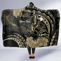 Personalised Hawaii Nene Goose Hooded Blanket Hawaiian Map Hibiscus Polynesian Art - Beige