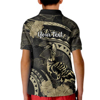 Personalised Hawaii Nene Goose Kid Polo Shirt Hawaiian Map Hibiscus Polynesian Art - Beige