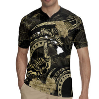 Personalised Hawaii Nene Goose Rugby Jersey Hawaiian Map Hibiscus Polynesian Art - Beige