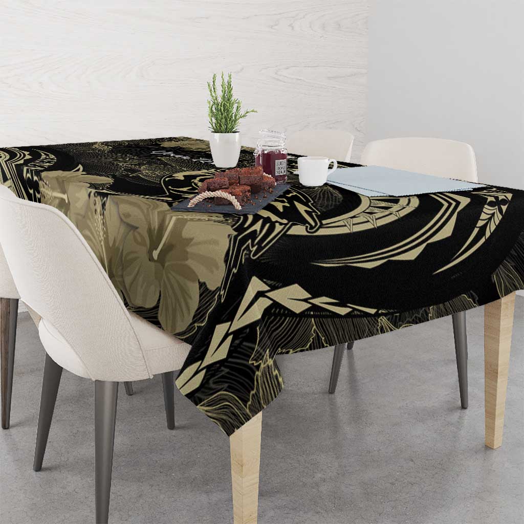 Personalised Hawaii Nene Goose Tablecloth Hawaiian Map Hibiscus Polynesian Art - Beige
