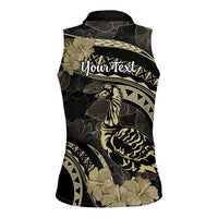 Personalised Hawaii Nene Goose Women Sleeveless Polo Shirt Hawaiian Map Hibiscus Polynesian Art - Beige LT14 - Polynesian Pride