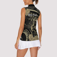 Personalised Hawaii Nene Goose Women Sleeveless Polo Shirt Hawaiian Map Hibiscus Polynesian Art - Beige LT14 - Polynesian Pride