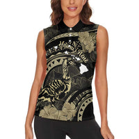 Personalised Hawaii Nene Goose Women Sleeveless Polo Shirt Hawaiian Map Hibiscus Polynesian Art - Beige LT14 - Polynesian Pride