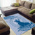 Personalised Hawaii Monk Seal Area Rug Polynesian Tattoo With Tropical Flowers - Blue Pastel