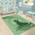 Personalised Hawaii Monk Seal Area Rug Polynesian Tattoo With Tropical Flowers - Green Pastel