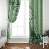 Personalised Hawaii Monk Seal Window Curtain Polynesian Tattoo With Tropical Flowers - Green Pastel
