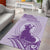 Personalised Hawaii Monk Seal Area Rug Polynesian Tattoo With Tropical Flowers - Purple Pastel