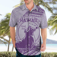 Personalised Hawaii Monk Seal Hawaiian Shirt Polynesian Tattoo With Tropical Flowers - Purple Pastel