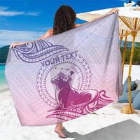 Personalised Hawaii Monk Seal Sarong Polynesian Tattoo With Tropical Flowers - Purple Gradient