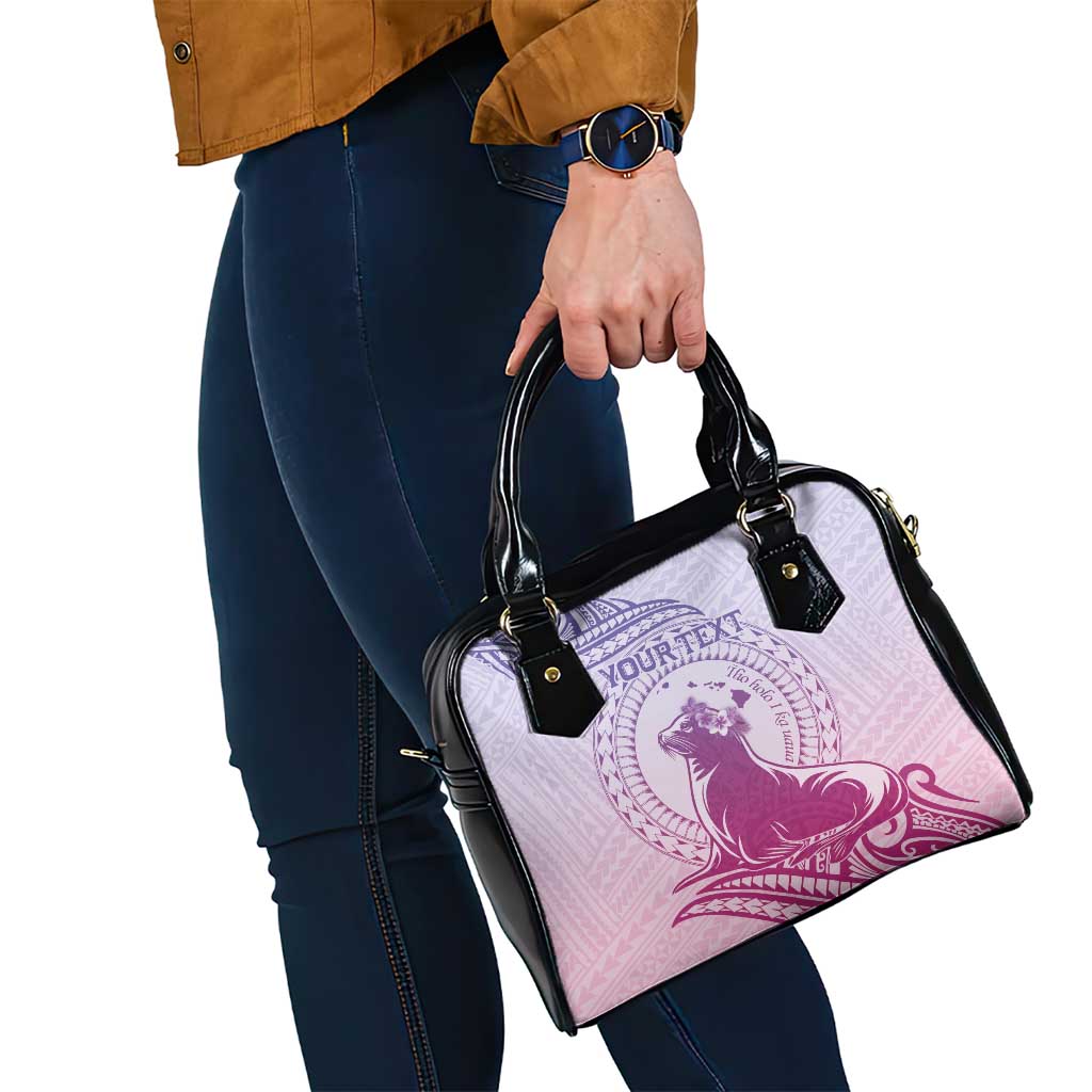 Personalised Hawaii Monk Seal Shoulder Handbag Polynesian Tattoo With Tropical Flowers - Purple Gradient