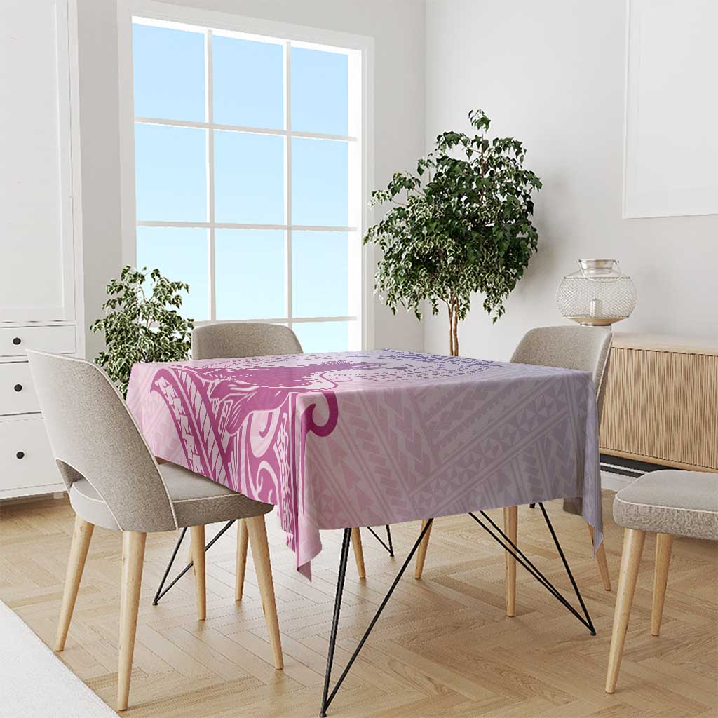 Personalised Hawaii Monk Seal Tablecloth Polynesian Tattoo With Tropical Flowers - Purple Gradient