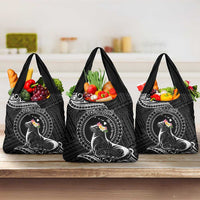 Personalised Hawaii Monk Seal Grocery Bag Polynesian Tattoo With Tropical Flowers - Black LT14 3-pack One Size Black - Polynesian Pride
