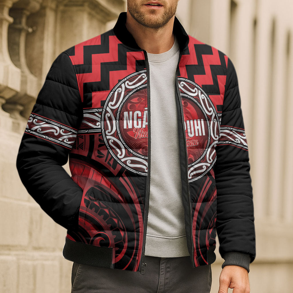 Aotearoa Ngapuhi Personalised Bomber Puffer Jacket Maori Iwi Poutama Puhoro Tattoo