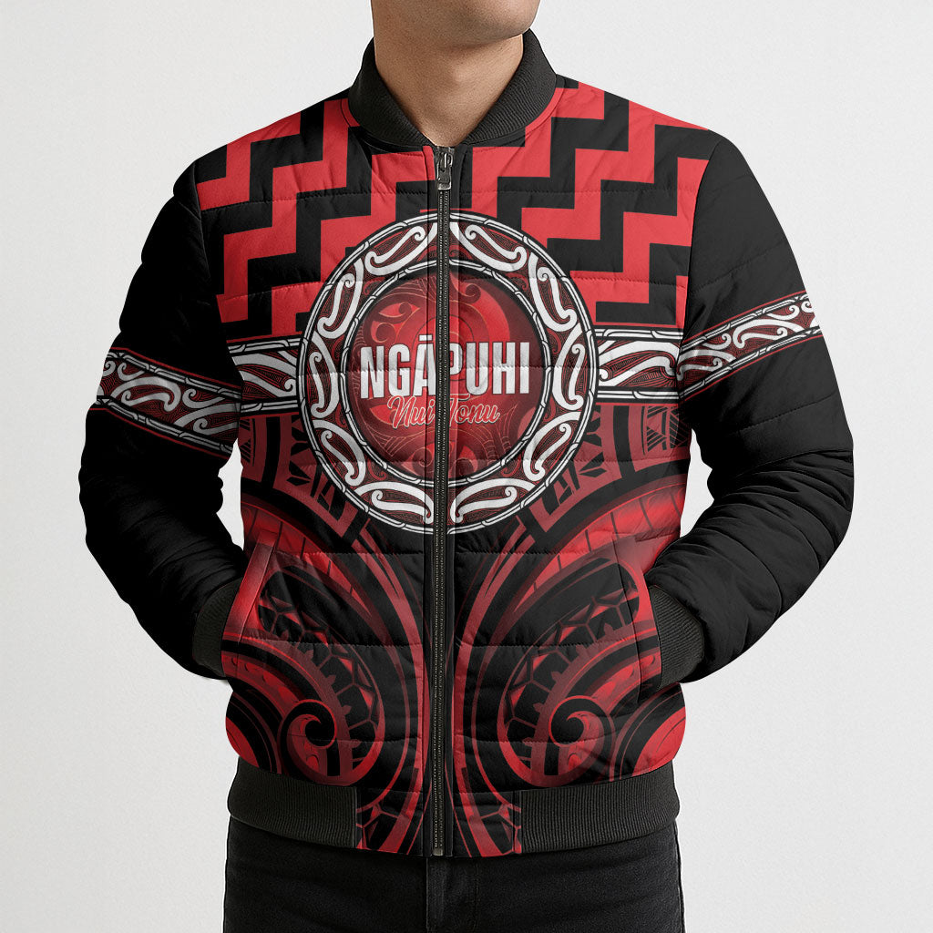 Aotearoa Ngapuhi Personalised Bomber Puffer Jacket Maori Iwi Poutama Puhoro Tattoo
